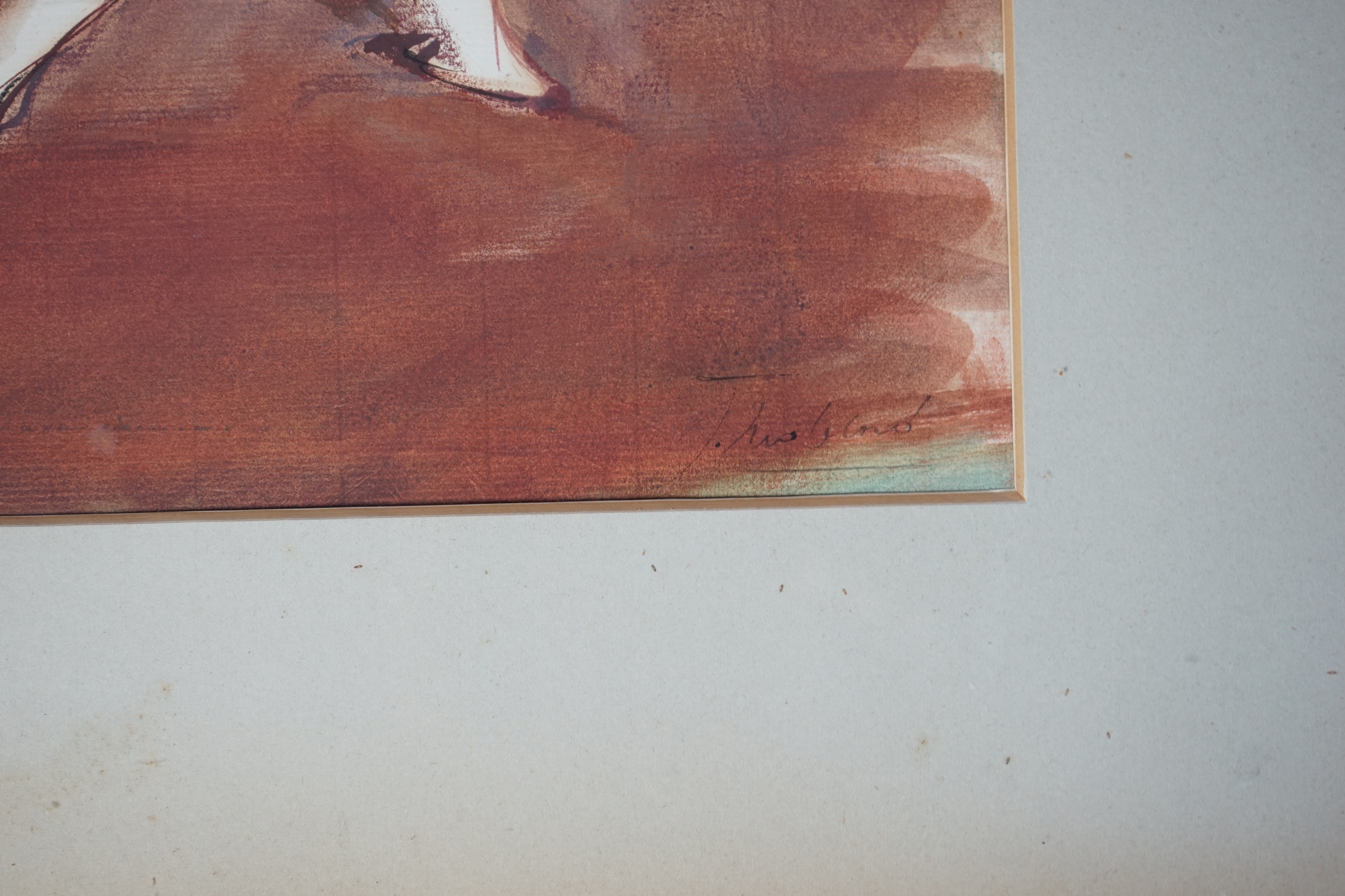 Jean Mablord (French, 1909-1978), ink and gouache on paper, Battle scene, signed in ink, 32 x 46cm. Condition - good
